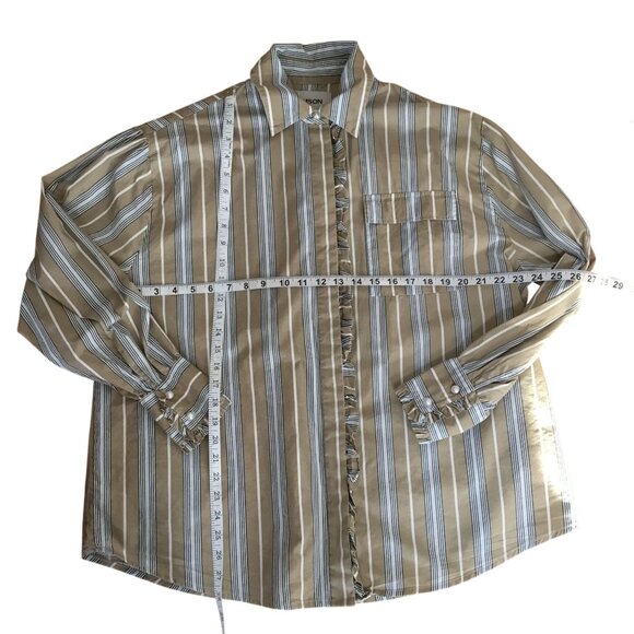 DAMSON MADDER Kylie Organic Cotton Ruffle Blouse Skirt Set Striped UK12 US8 NWOT - Picture 4 of 11